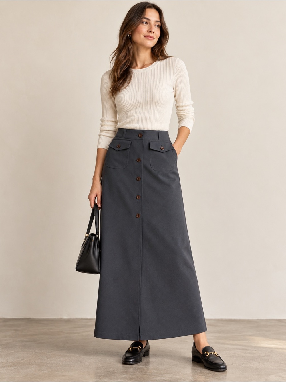 Vintage Armani Jeans Made in Italy Button Front Maxi Skirt US 10